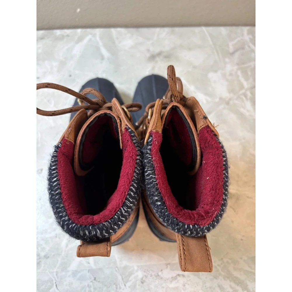 Tommy Hilfiger Womens Roza Duck Boots Navy Tan Ankle Rain Snow Size 7